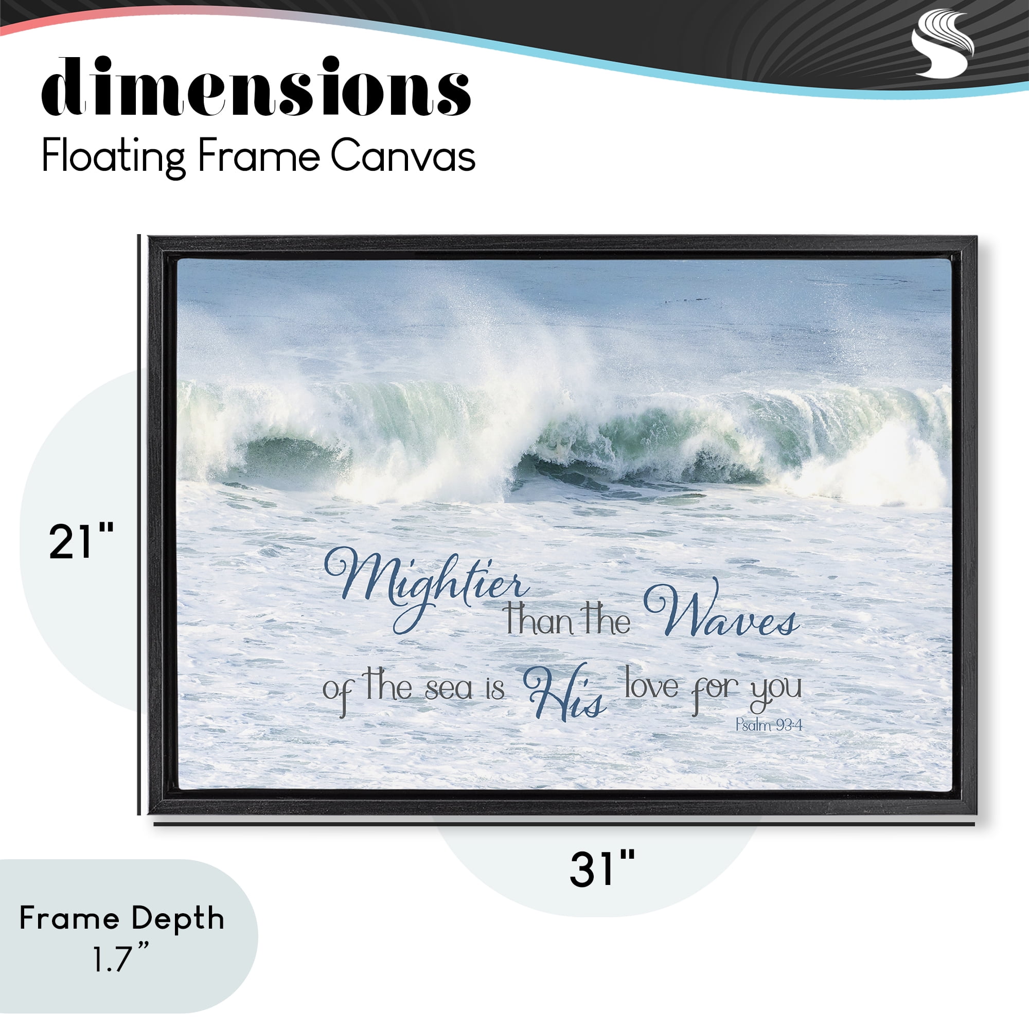 Stupell Industries Mightier Than The Waves Black Framed Floater Canvas Wall Art, design by Kathy Mansfield