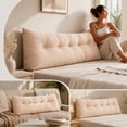 thumbnail image 5 of Tufted Headboard Backrest Cushion with Side Pocket, Long Wedge Reading Pillow for Bed Sofa Dorm, Soft Support Pillow for Reading TV and Bedroom Lounging, 47.24 Inch, Yellow, 5 of 7