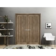 thumbnail image 3 of Solid French Double Doors 48 x 96 inches | Quadro 4111 Walnut | Wood Solid Panel Frame Trims | Closet Bedroom Sturdy Doors, 3 of 6