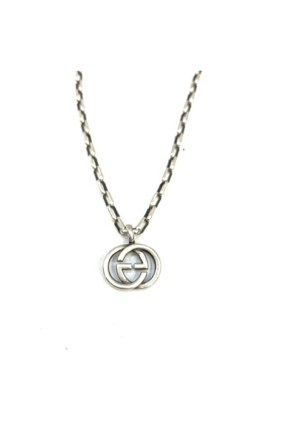 Pre-Owned GUCCI Interlocking Chain Necklace GG Silver Gucci