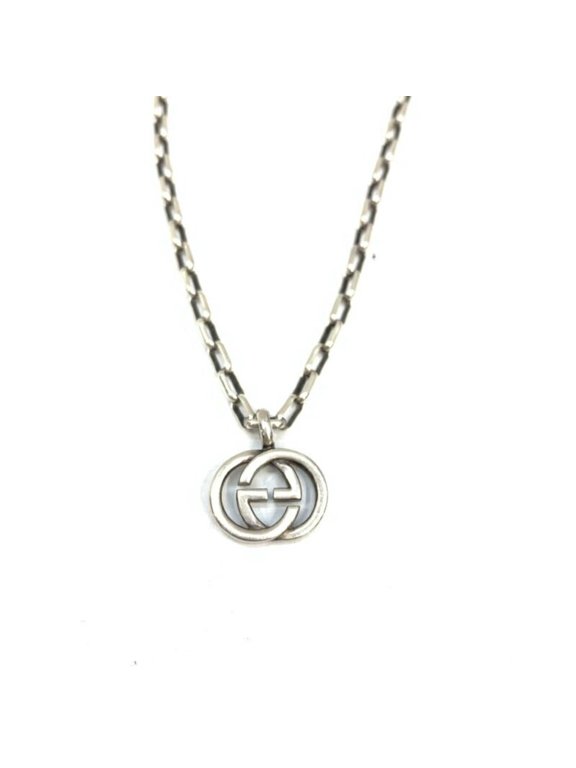 Pre-Owned GUCCI Interlocking Chain Necklace GG Silver Gucci