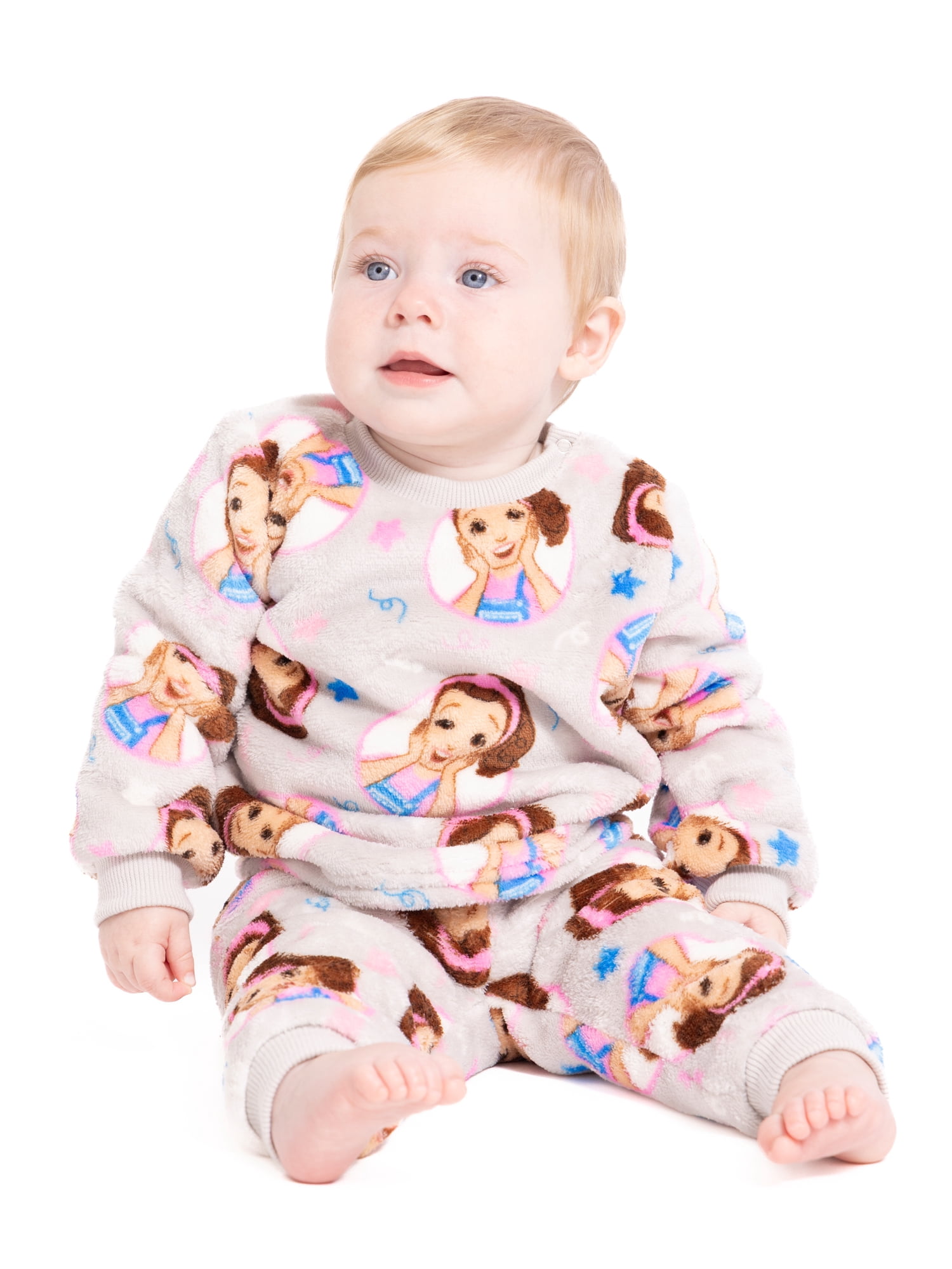 Ms. Rachel Baby Girls Printed Crewneck Sweatshirt and Jogger Pants Set, 2-Piece, Sizes 0/3M-24M
