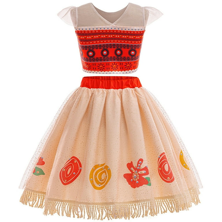 Girls Moana Princess Dress Halloween Birthday Outfits Dress Two-Pieces Crop Top Tassel Skirt Set - Walmart.com Girls Moana Princess Dress Halloween Birthday Outfits Dress Two-Pieces Crop Top Tassel Skirt Set - Walmart.com