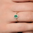 thumbnail image 3 of Emerald Ring 14k Gold Plated 925 Sterling Silver Classic Oval Cut Emerald Ring with Surrounding Diamonds Natural Emerald Ring, 3 of 5