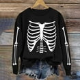 thumbnail image 2 of VKOYWKM Women Halloween Sweatshirts Crewneck Sweatshirts Skeleton Graphic Pullover Vintage Spooky Print Long Sleeve Fall Oversized Sweatshirt, 2 of 7