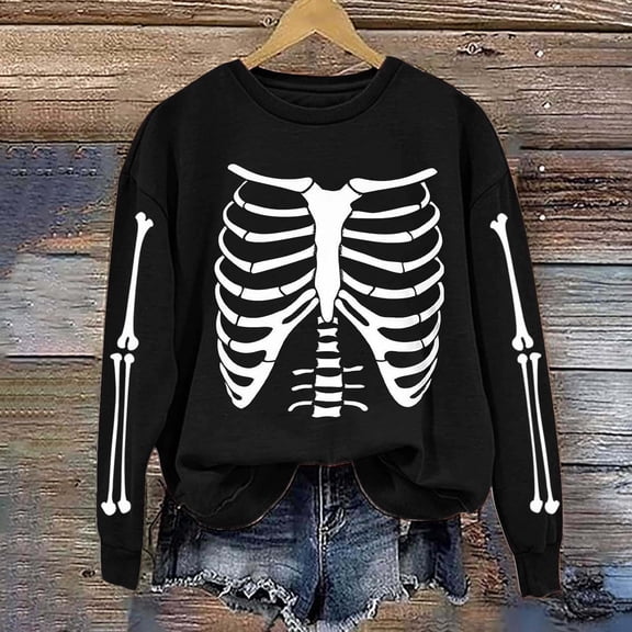 Inverlee Womens Halloween Sweatshirts Funny Pumpkin Ghost Graphic T-shirt Work Round Neck Sweatshirt Long Sleeve Holiday Pullover Tops Halloween Costumes