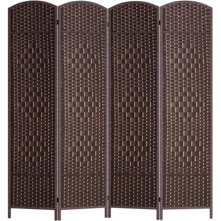 PayLessHere Room Divider Folding Privacy Divider 6 Ft Indoor Wall Divider Portable Partition Wood Screen, Brown (4 Panel)