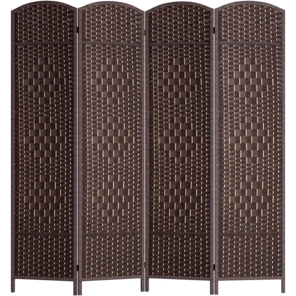 Room Divider Folding Privacy Divider 6 Ft Indoor Wall Divider Portable Partition Wood Screen, Brown (4 Panel)