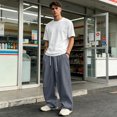 thumbnail image 2 of GrmtClth Mens indoor home lounge pants natural soft drape design oversized wide leg casual trousers relaxed comfortable all day wearing Dark Gray XL, 2 of 7