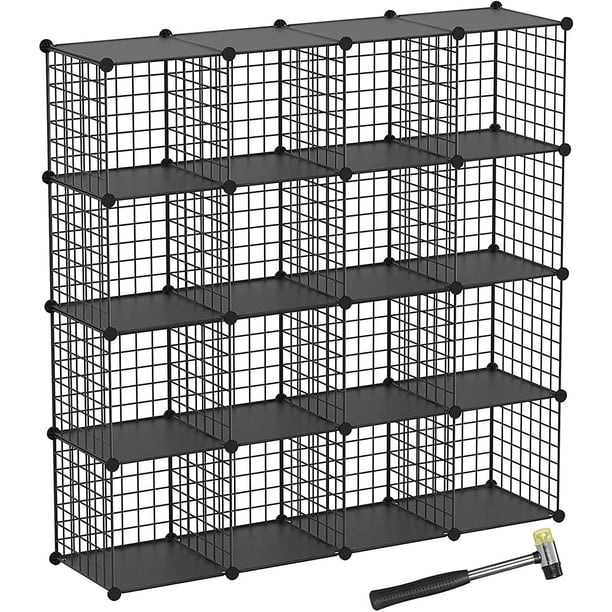 Wire Cube Storage Organizer, 16Cube Metal Storage Shelves Bookshelf