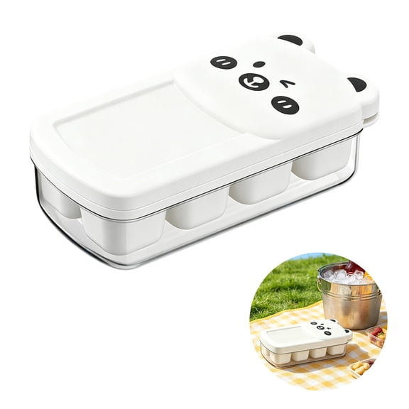 Bear Shaped Ice Cube Tray with Lid Easy Release Silicone Mold for Daily Use(White-14.5x7.5x4cm)