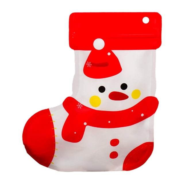 10 bolsas autosellantes para galletas navideñas, regalos de fiesta, bolsas para golosinas navideñas Muñeco de nieve