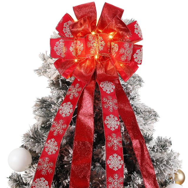 Decoración para árbol de Navidad Zeyune, 30 x 113 cm, con luces LED rojas