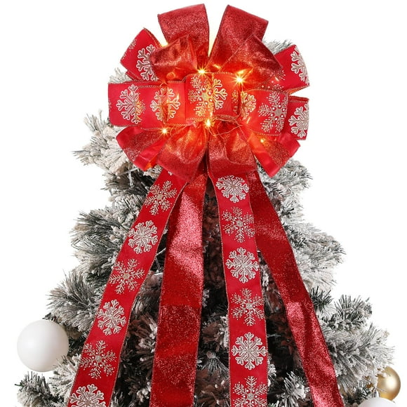 Decoración para árbol de Navidad Zeyune, 30 x 113 cm, con luces LED rojas