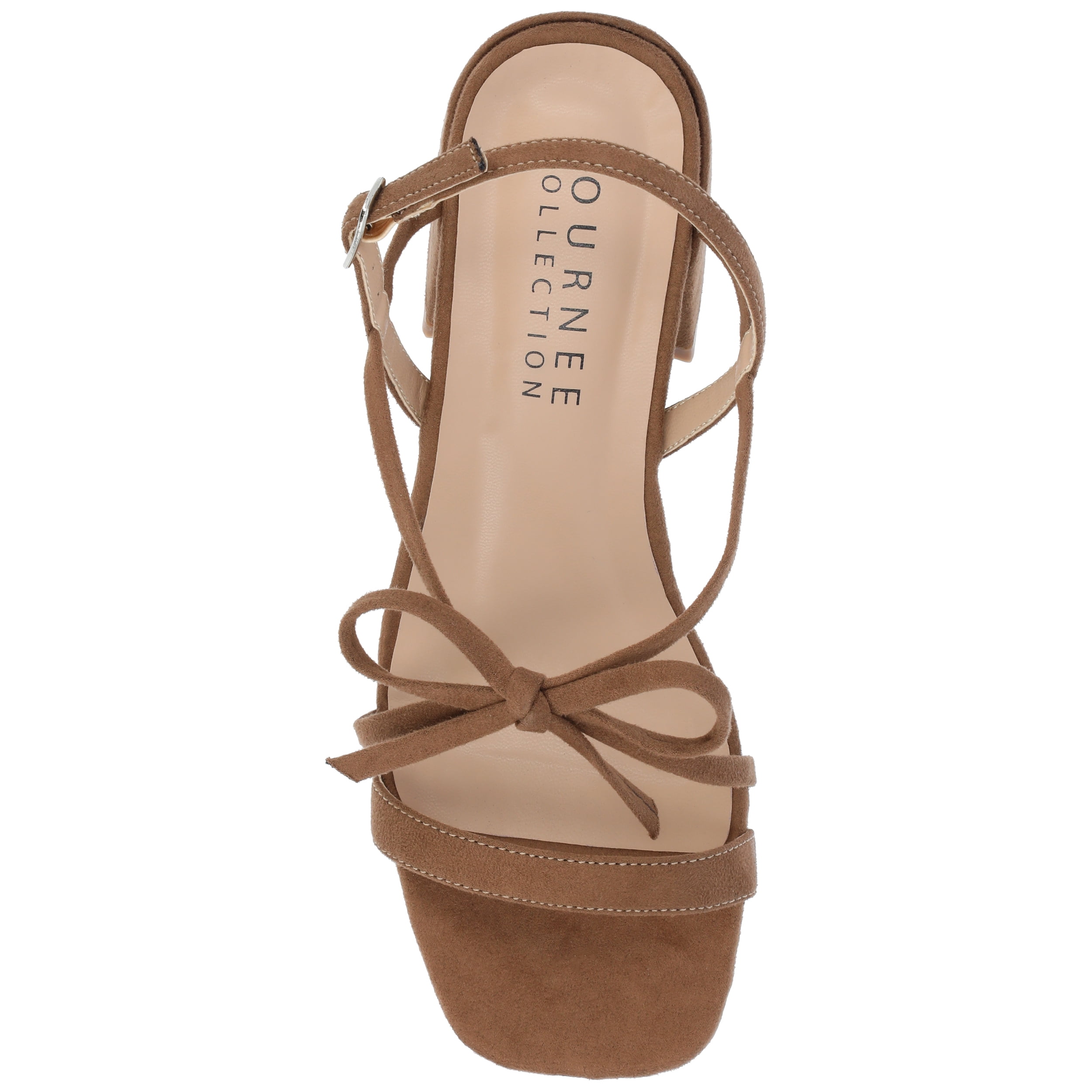 Journee Womens Amity Sling Back Multi Strap Block Heel Dress Sandals