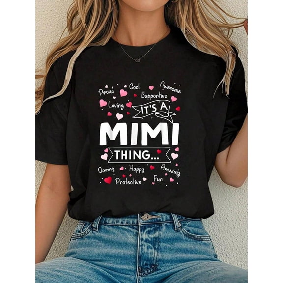 Women's Mimi Life T-Shirt Funny Loving Proud Supportive Grandparent Gift Graphic Tee Comfortable Crewneck Top