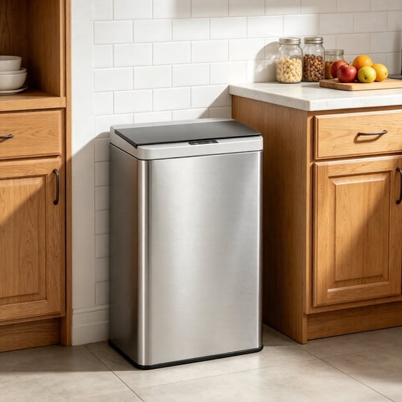 XF XINFENG 13 Gallon/50L Stainless Steel Automatic Touchless Kitchen Trash Can with Anti‑Fingerprint Lid – Smart Sensing Waste Bin for Home, Office, Bathroom & Bedroom