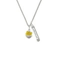 thumbnail image 2 of Delight Jewelry Hot Yellow Hibiscus Flowers Spinner Silvertone Courage Strength Wisdom Honesty Bar Charm Necklace, 23", 2 of 4