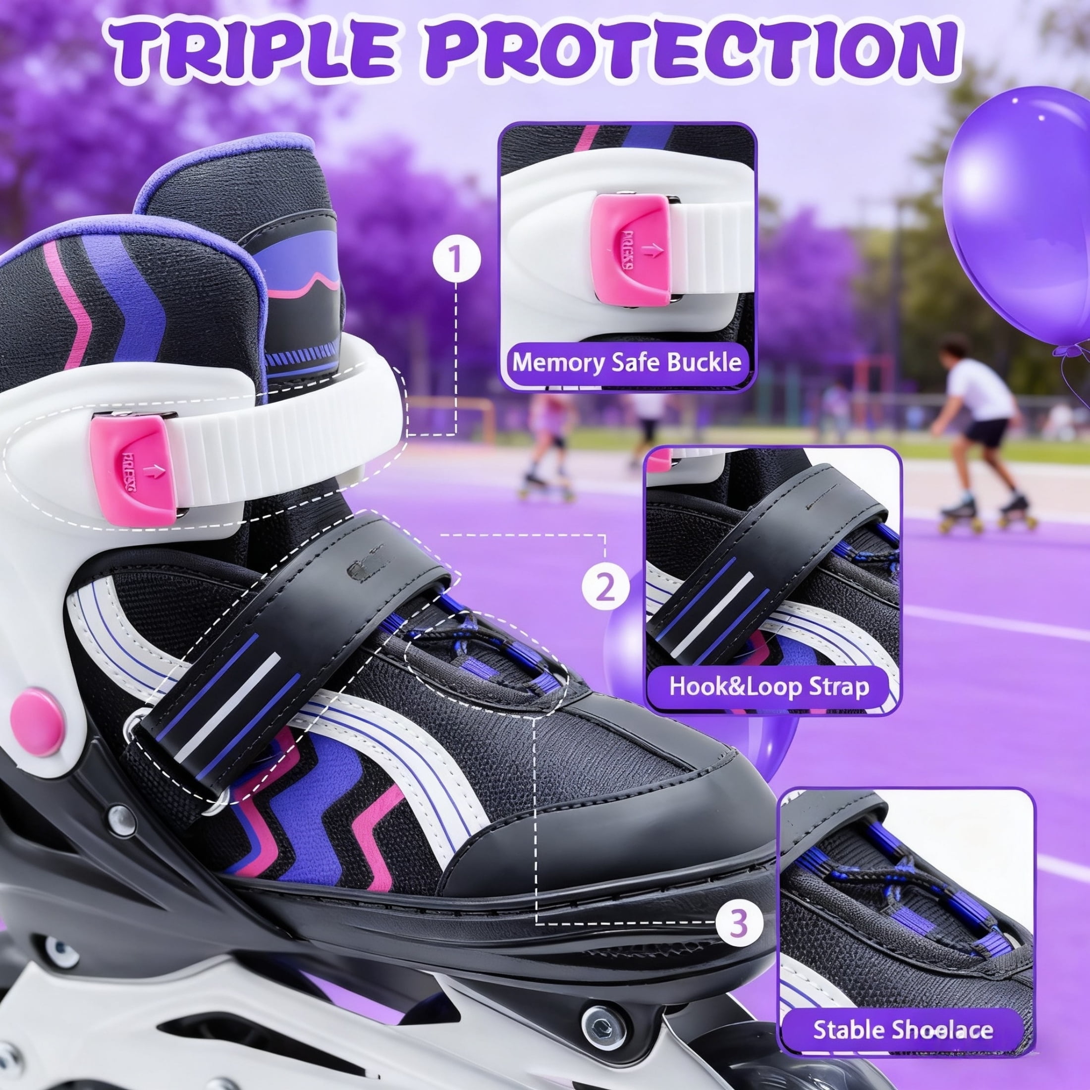 JZY Kids Inline Skates with Light-Up Wheels,4-Size Adjustable & Aluminum Frame Skate for Boys and Girls,Ideal for Beginners Ages 5-12