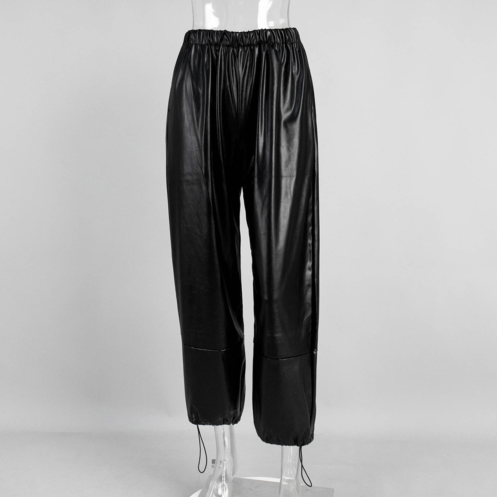 Viikei Womens Pants with Pockets,Women's Casual Trousers and Trousers Solid Color Large Size Running Fitness Sports Pants with Pockets Black S