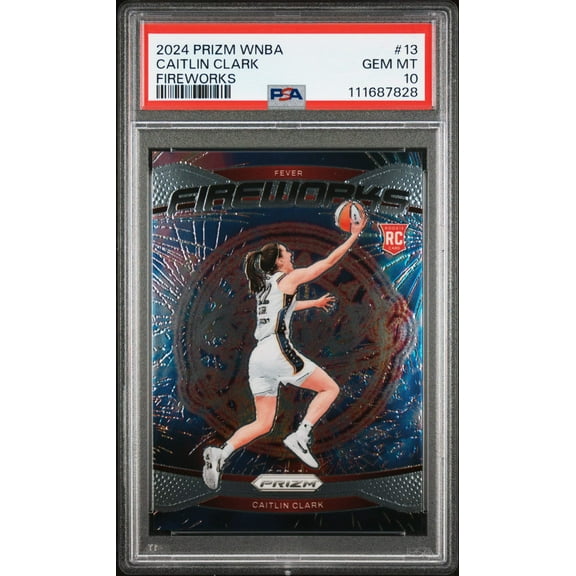 Graded 2024 Panini Prizm Caitlin Clark #13 Fireworks Rookie RC Basketball Card PSA 10 Gem Mint