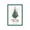 Personalized Holiday Card - Sledding Tree - 5 x 7 Flat