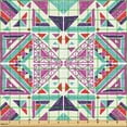 thumbnail image 2 of Ambesonne African Fabric by the Yard Upholstery, Pastel Hand-Drawn Triangles, 5 Yards, Pale Fuchsia and Turquoise, 2 of 5