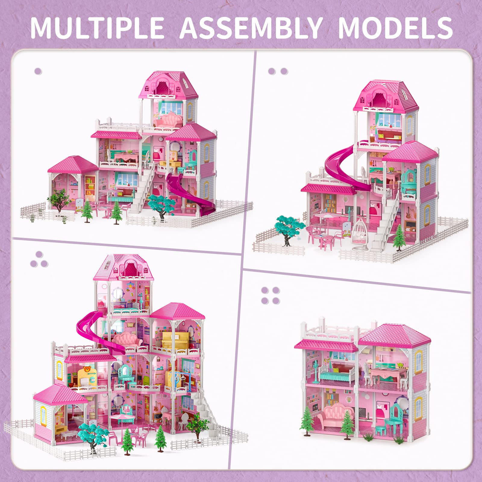  Dream Doll House Girls Toys- 4-Story 12 Rooms Playhouse 4-5  Year Old w/ 2 Dolls, Dollhouse Furniture Accessories, Pretend Cottage Toy  House, Toddler for Kids Ages 3 4 5 6 7 : Everything Else