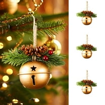 Christmas Bell Garland Charm Red Jingle Bell Ornament Metal Christmas Bell with Holly Berry Christmas Tree Hanging Decoration Anniversary Favor