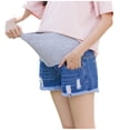 thumbnail image 5 of qelini Maternity Jean Shorts Plus Size for Women Cuffed Hem Pocket Belly Support Breathable Comfort Pregnancy Bottoms, 5 of 7