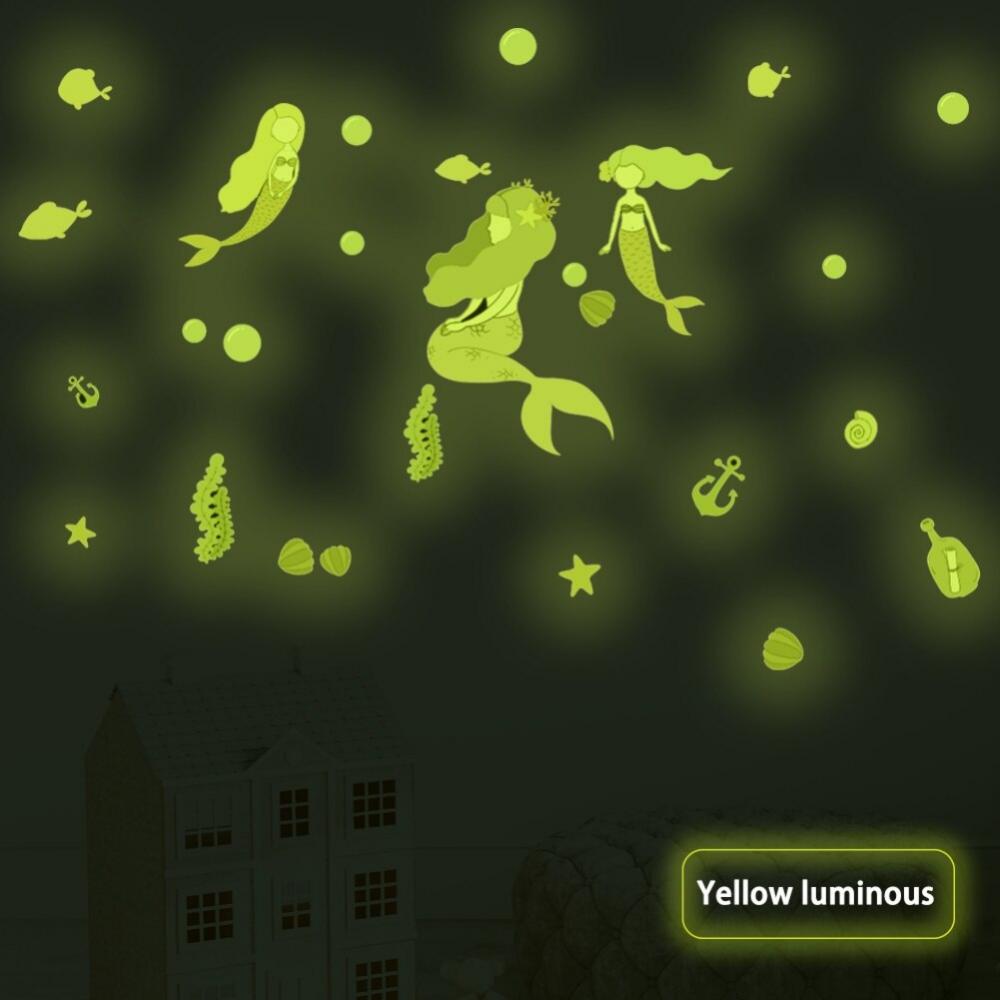 Newway Glow In The Dark Mermaid Wall Stickers Waterproof Luminous
