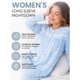 thumbnail image 2 of Casual Nights Women's Fleece Long Sleeve Nightgown, Floral Microfleece Sleepwear with Lace Trim and 3-Button Crew Neck, Sparkle Blue 3X, 2 of 6