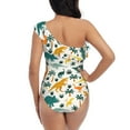 thumbnail image 5 of Easygdp Dinosaurs and Tropical Leaves Women's One Shoulder Ruffle Monokini Bathing Suits with Removable Chest Pad, Quick Drying - Medium, 5 of 8