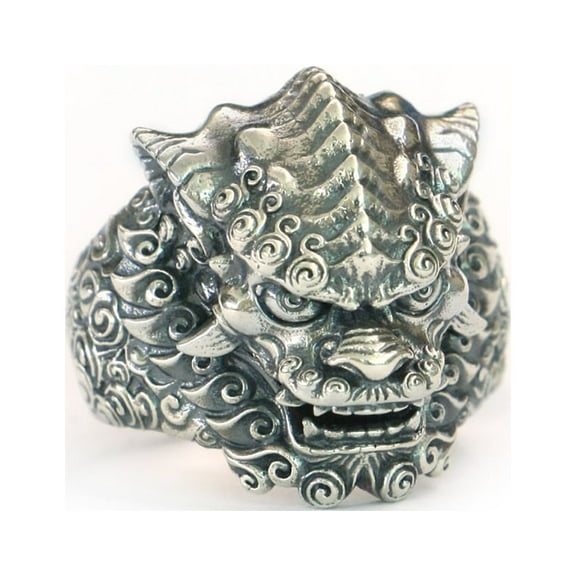 925 Sterling Silver Chinese Style Lion Ring Biker Punk Jewelry TA210 US Size 10