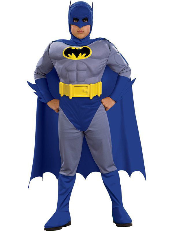 Deluxe Kids Boys Batman Costume Brave And Bold Muscle Chest Child Fancy Dress 