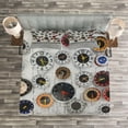 thumbnail image 3 of Ambesonne Clock Quilted Bedspread Set 3 Pcs, Several Wall Watches Photo, Queen Size, Multicolor, 3 of 3
