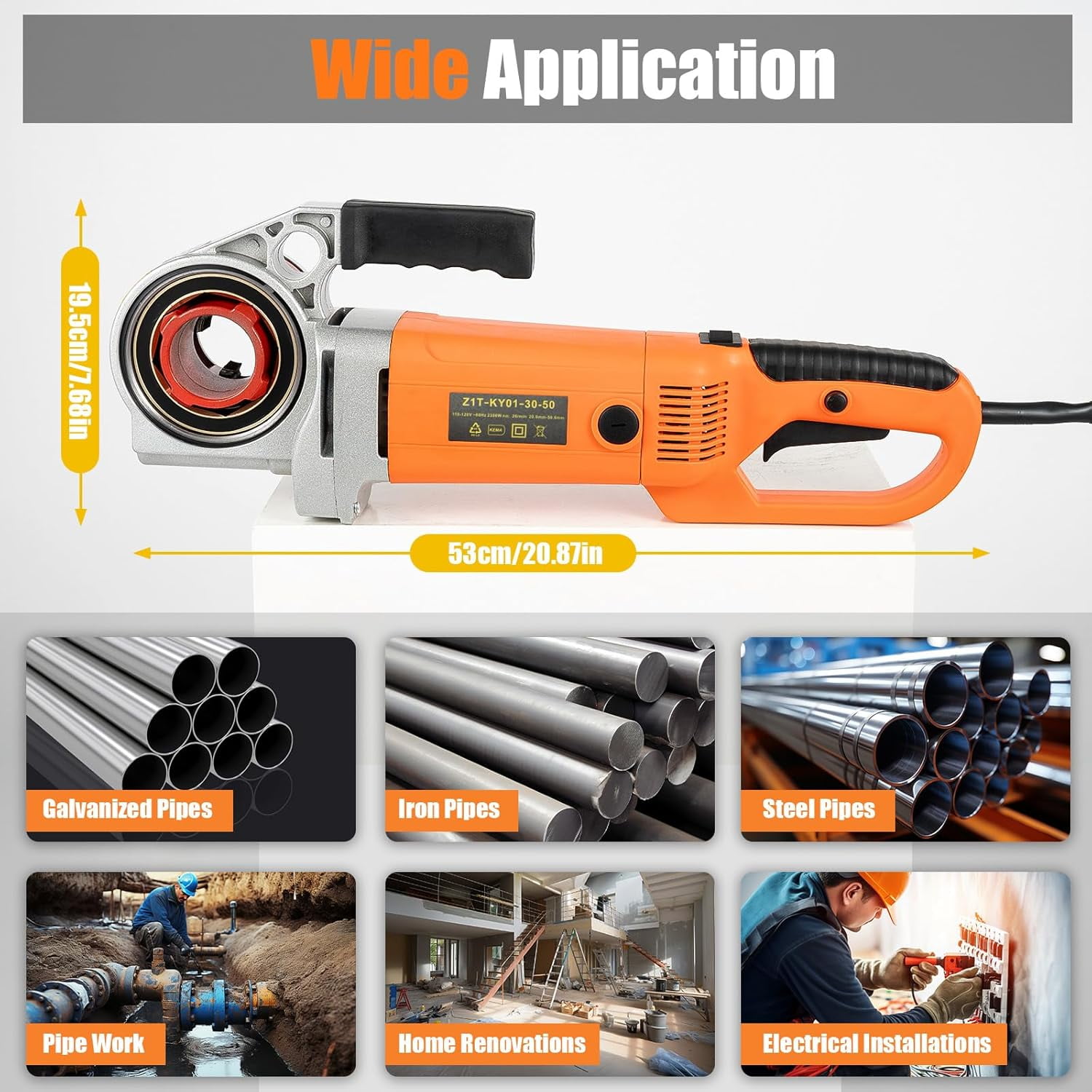 Electric Pipe Threading Tool, 2300W Pipe Threader Machine with 6 Dies 1/2"-2", Pipe Cutter Kit with Storage Box for Cutting Threads of Galvanized | Iron | PP | Aluminum | Steel Plastic Pipes