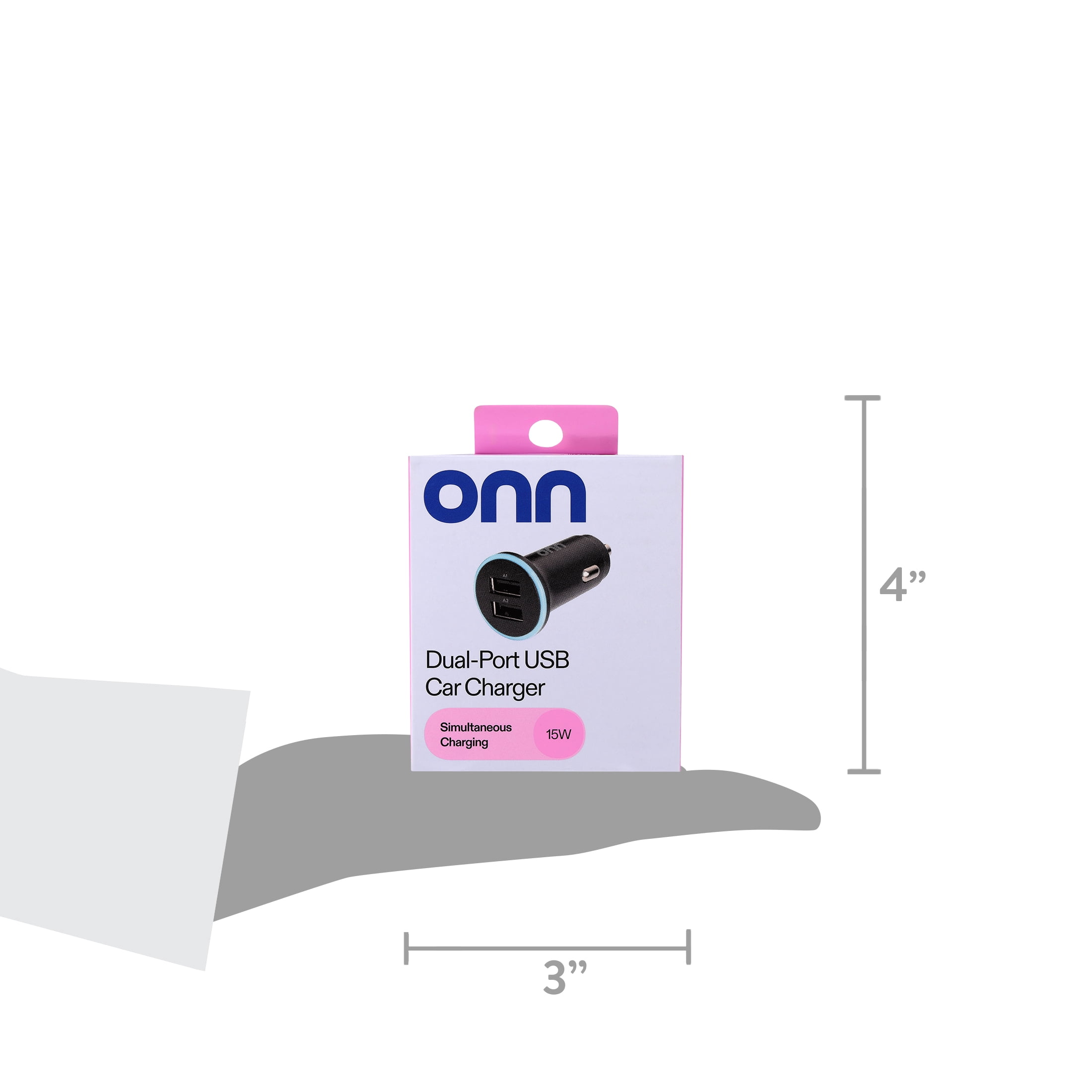 onn Dual-Port USB Car Charger