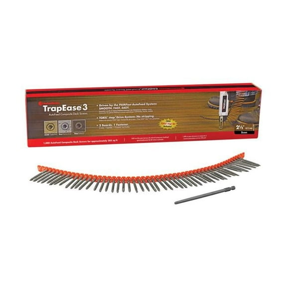 Fastenmaster  TrapEase3 No.20 x 2.5 in. Torx TTAP Star Head Brown Carbon Steel Deck Screws - 1000 Per Box