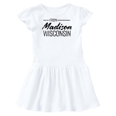 

Inktastic From Madison Wisconsin in Black Distressed Text Gift Toddler Girl Dress