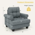 thumbnail image 3 of Gymax Fauteuil d'Appoint Moderne Mi-Siècle avec Coussin Épais et Oreiller, Chaise Cloutée Gris, 3 of 8