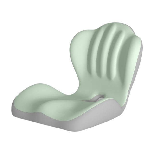 Cojín asiento y respaldo espuma viscoelástica, transpirable, con funda extraíble, , ergonómico para sillas oficina y para conductores Verde grisáceo