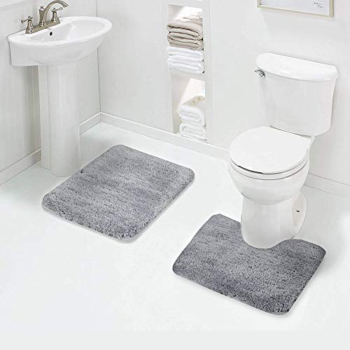 Walensee Gy 2 Piece Bath Rug Sets, 5 Piece Bathroom Rug Set Black And White