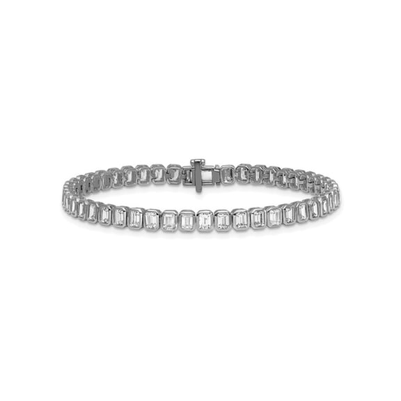 6.55 Carat (Ctw SI, G) Lab Grown Emerald-Cut Diamond Tennis Bracelet in 14K White Gold for Women
