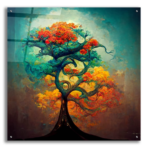 Epic Art 'Tree Of Life 33' by Ray Heere, Acrylic Glass Wall Art, 36"x36"