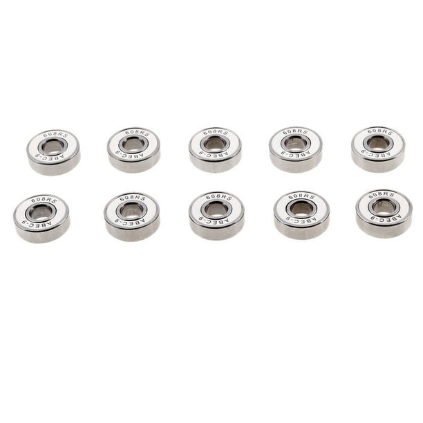 10 Piezas Ruedas Rodillos Mini Macarena Rodamientos de bolas ABEC-9 608RS 8.5 x 21.5 x 7 mm Blanco