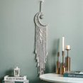 thumbnail image 2 of Colgante de pared de macramé con luz LED, tapiz tejido con atrapasueños de luna, 2 of 4