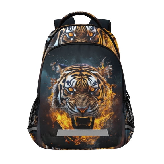 ALAZA Tiger with Fire Backpack Elementary School Bag Bookbag Travel Rucksack