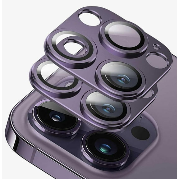 2 Pack for iPhone 14 Pro Max/iPhone 14 Pro Camera Lens Protector,Glass Aluminum alloy & Sapphire Tempered Glass Camera Cover,Strong Adhesion Scratch Resistant Case (Dark Purple)