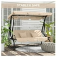 thumbnail image 6 of Free Standing Swing Bench - Outdoor Porch Swing with Adjustable Canopy, Cushions & Pillows - Ecru - Seats 3 Adults - Patio Swing Bed for Backyard, Garden, 6 of 9